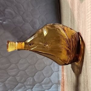 Sail Boat Shaped Bottle/ Decanter GOLD amber color Great Detail Vintage nautical